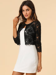 Elegant Sheer Floral Lace Cropped Bolero Shrug