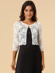 Elegant Sheer Floral Lace Cropped Bolero Shrug