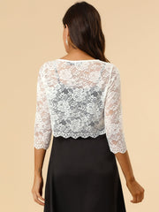 Elegant Sheer Floral Lace Cropped Bolero Shrug