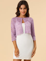 Elegant Sheer Floral Lace Cropped Bolero Shrug