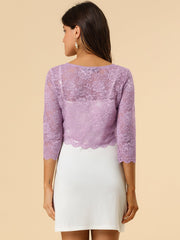 Elegant Sheer Floral Lace Cropped Bolero Shrug