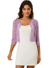 Elegant Sheer Floral Lace Cropped Bolero Shrug