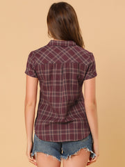 Button Down Cotton Classic Western Plaid Shirt