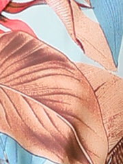 Hawaiian Tropical Leaves Floral Short Sleeve Button Down Shirt