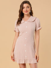 Plaid Gingham Ruffled Retro Peter Pan Collar Dress