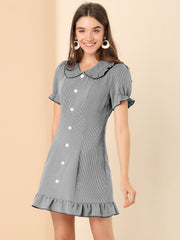 Plaid Gingham Ruffled Retro Peter Pan Collar Dress