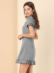 Plaid Gingham Ruffled Retro Peter Pan Collar Dress