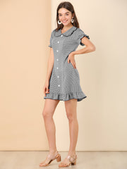 Plaid Gingham Ruffled Retro Peter Pan Collar Dress