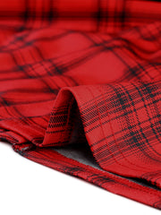 Plaid Zipper Front Party Strap Sleeveless Tube Mini A-Line Dress