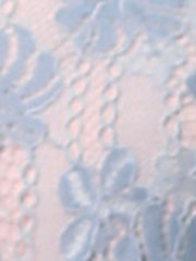 Lace Floral Scalloped Trim Short Sleeve Semi Sheer Blouse