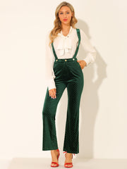 Velvet Wide Leg Retro Shiny Glitter Overalls Jumpsuits Pants