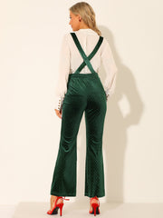 Velvet Wide Leg Retro Shiny Glitter Overalls Jumpsuits Pants