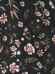Ruffle Sleeve V Neck Above Knee A-Line Floral Chiffon Dress