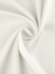 Ruffle Neck Bubble Sleeve Elastic Cuff Button Satin Blouse