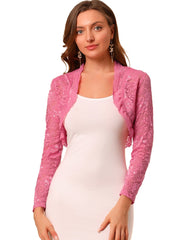 Elegant Sheer Floral Lace Crop Cardigan Bolero Shrug