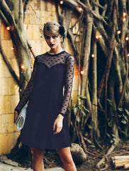 Heart Mesh Sheer Long Sleeve Gothic Cocktail Skater Mini Dress