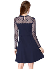 Heart Mesh Sheer Long Sleeve Gothic Cocktail Skater Mini Dress