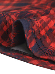 Peter Pan Collar Contrast Color Button Decor Plaid Dress
