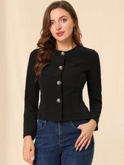 Fall Casual Jacket Elegant Button Front Work Office Blazer