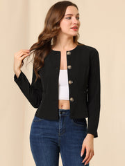 Fall Casual Jacket Elegant Button Front Work Office Blazer