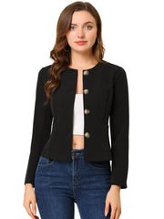 Fall Casual Jacket Elegant Button Front Work Office Blazer