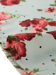 Square Neck Puff Sleeve Shirred Floral Casual Midi Dress