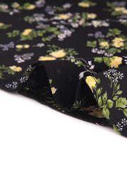 Square Neck Puff Sleeve Shirred Floral Casual Midi Dress
