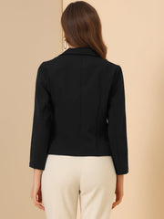 Open Front Office Work Business Crop Suit Blazer Jacket