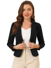 Open Front Office Work Business Crop Suit Blazer Jacket