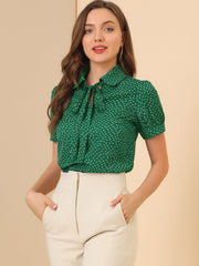 Retro Dots Bow Tie Peter Pan Collar Chiffon Blouse