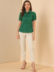 Retro Dots Bow Tie Peter Pan Collar Chiffon Blouse
