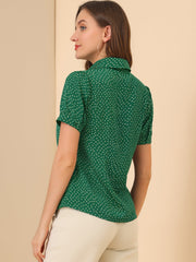 Retro Dots Bow Tie Peter Pan Collar Chiffon Blouse