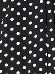 Summer Polka Dots Top Bow Tie V Neck Ruffled Cap Sleeve Office Blouse