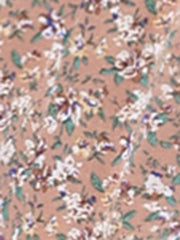 Smocked Waist Tie Neck Floral Long Sleeve Dress