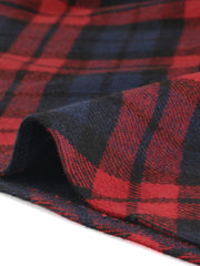 Plaid Tartan Vintage Elastic Waist Knee Length A-Line Skirt
