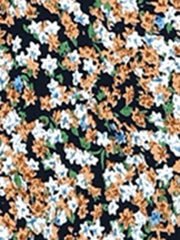 Floral Peasant Elastic Waist A-Line Ditsy Leave Midi Skirt