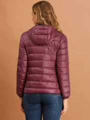 Hooded Packable Long Sleeve Zip Up Down Winter Lightweight Jacket