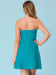 Zip Up Sexy Strapless Party Club Mini Bodycon Dress
