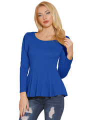 Long Sleeve Scoop Neck Casual Peplum Blouse