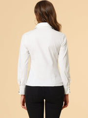 Work Office Button Down Shirt Point Collar Long Sleeve Top