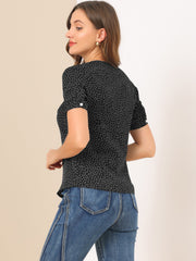Polka Dot Peter Pan Collar Rockabilly Puff Short Sleeve Shirt