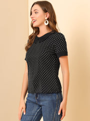 Peter Pan Collar Vintage Polka Dots Short Sleeves Blouse