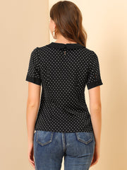 Peter Pan Collar Vintage Polka Dots Short Sleeves Blouse