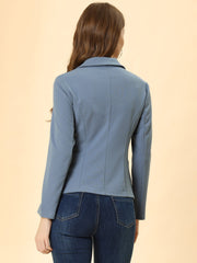 Solid Work Office Lapel Collar Stretch Jacket Suit Blazer