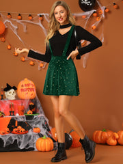 Stars Velvet High Waist Mini Pinafore Overall Suspender Skirt