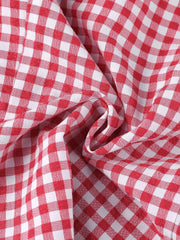 Plaid Blouse Puff Sleeve Ruffle Peter Pan Collar Shirt Top