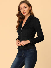 Long Sleeve Casual Open Front Drawstring Faux Suede Blazer