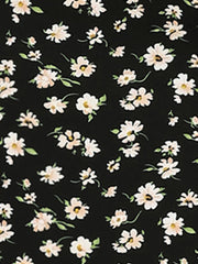 Floral Ruffle Elastic High Waist Button Flowy Split Midi Skirt