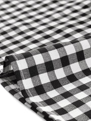 Summer Ruffle Neck Lace Panel Short Sleeve Check Gingham Dress