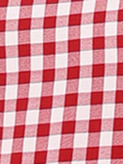 Summer Ruffle Neck Lace Panel Short Sleeve Check Gingham Dress